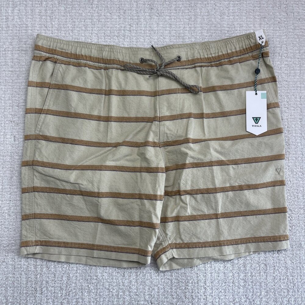 NWT Vissla Board Shorts Mens XL Mixer 17.5 Lined Tan Elastic Waist Beach Surf